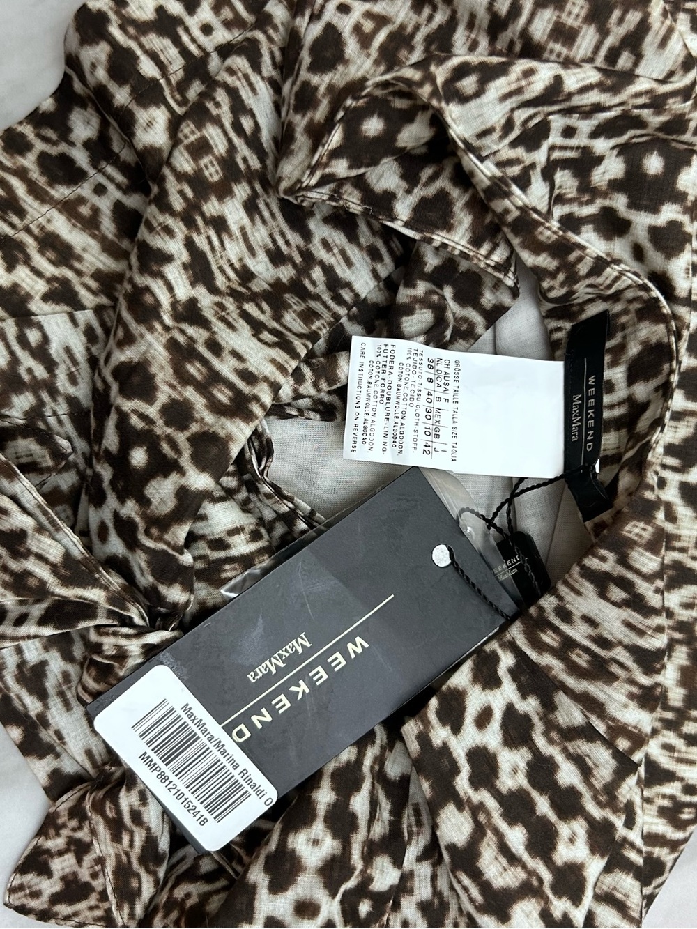 🤎MAKE OFFER🤎 NWT MaxMara Ikat Graphic Print Tie Front Cotton Mini Skirt Sz MED - Picture 6 of 7